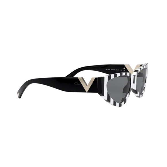 VALENTINO BLACK WHITE STRIPED ACETATE UNISEX SUNGLASSES VA 4063 - Picture 5 of 6
